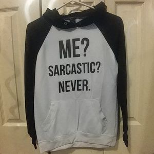 Black and white color block hoodie